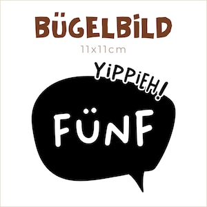 Bügelbild Yippieh FÜNF | 11x11cm