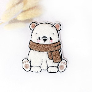 Écusson chenille : Ours polaire Levi | 9 x 8 cm