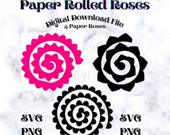 Papieren rozen PNG-bestand, opgerolde papieren rozen, opgerolde bloem PNG, papieren bloem png, digitale download, digitaal papieren bestand, 3D papieren bloemen, svg