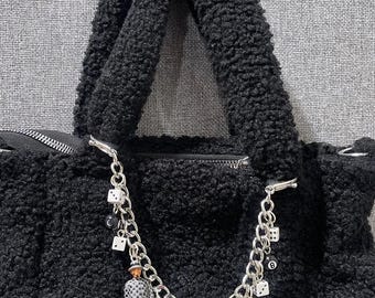 Custom freestyle 'SHADOW' Homies Black Fuzzy Purse