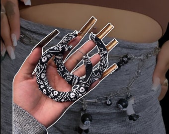 Bandana print hoop earrings