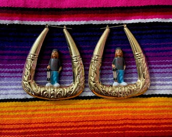 Large Gold Triangle 'HARD ROCK' Homie Hoops