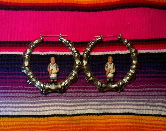 Large Gold Bamboo 'ABUELITA' Homie Hoops