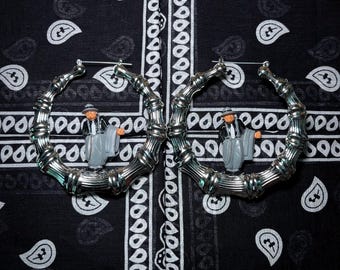Large Silver Bamboo 'CHUCO' Homie Hoops