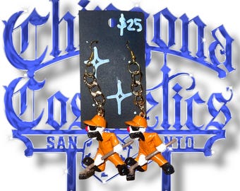 Gold Dangly 'PUSHBROOM CLOWN' Homie Clowns Earrings