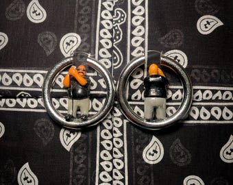 Small Silver Round 'BIG HOPPER' Homie Hoops