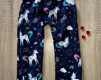 Pump Pants Handmade Baby Pants Girl Boy Baby Child Unicorn Cuffs Partner Look Twins Jersey Cotton Jersey Siblings Rainbow