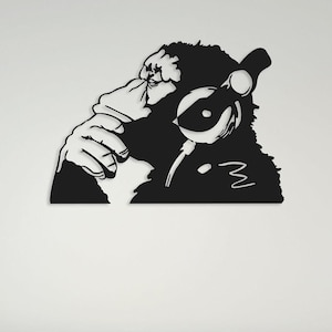 Monkey Metal Wall Art Nursery, Girlfriend Gift, Funny Animals Wall Art For Teens Room, Gifts For Teen, Large Outdoor Metal Wall Art Decor
