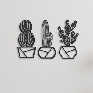 Metal Cactus Wall Art Set of 3, 3d Flower Wall Decor, Cactus Plants, Wall Hanging Big Outdoor Metal Wall Decor, Modern Room Decor