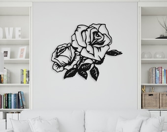 Rose Metal Decor, Kitchen Wall Art, Rose Wall Decor, Rose Wall Panel, Gifts For Her, Flower Wall Art Decor, Metal Wall Art, Metal Wall Decor