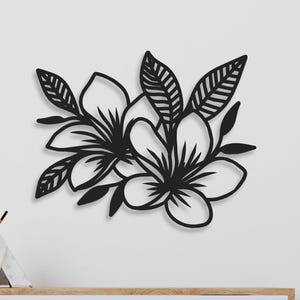 3d Flower Metal Wall Decor, Flower Line Art, Large Tropical Flowers Wall Art for Bedroom, Oversize Wall Decor for Entryway Housewarming Gift