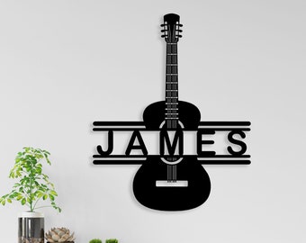 Custom Name Guitar Wall Art Decor, Guitar Home Decor, Guitar Gifts for Men, Guitar Player Gifts, Guitar Lover, Personalized Gifts for Men