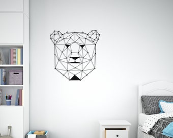 Geometric Bear Wall Art, Geometric Bear Head Wall Decor, Animal Head Wall Decor, Teen Wall Decor, Animal Heads for Wall, Gifts for Kids