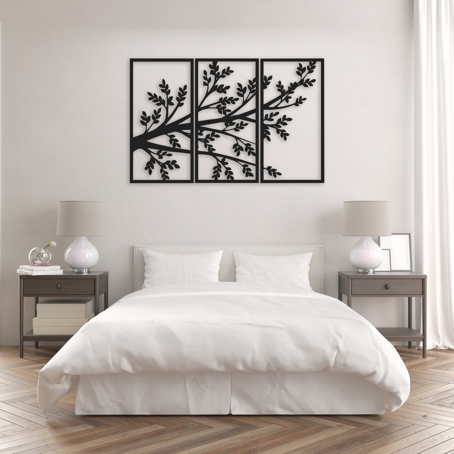 Large 3 Panel Wall Art Metal Tree Wall Decor Room Decor - Etsy