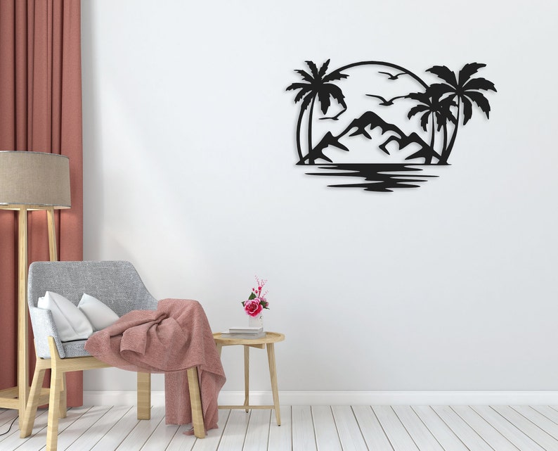 Metal Art Palm Tree Wall Decor Large, Palm Trees, Metal Wall Art, Palm Tree Fine Art, Large Metal Outdoor Wall Art, Living Room Wall Art image 6