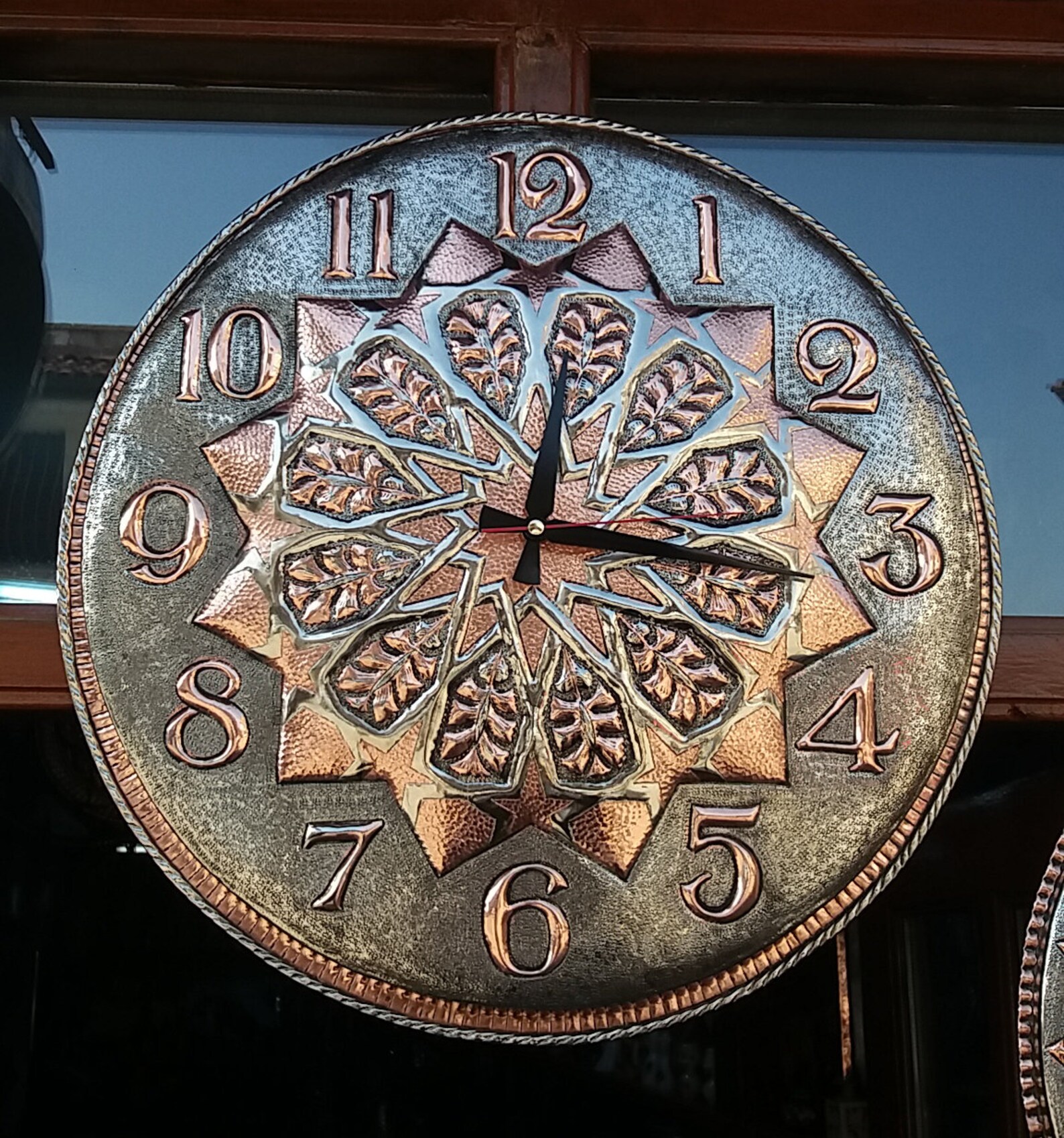 Copper Wall Clock Copper Kitchen Clock Large Metal Wall Etsy