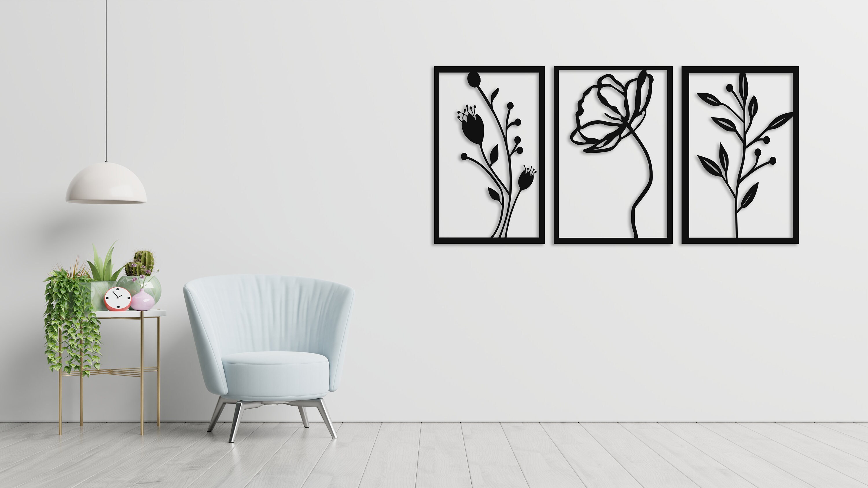 3 Piece Wall Art Modern Flower Wall Decor 3 Panel Wall Art Etsy