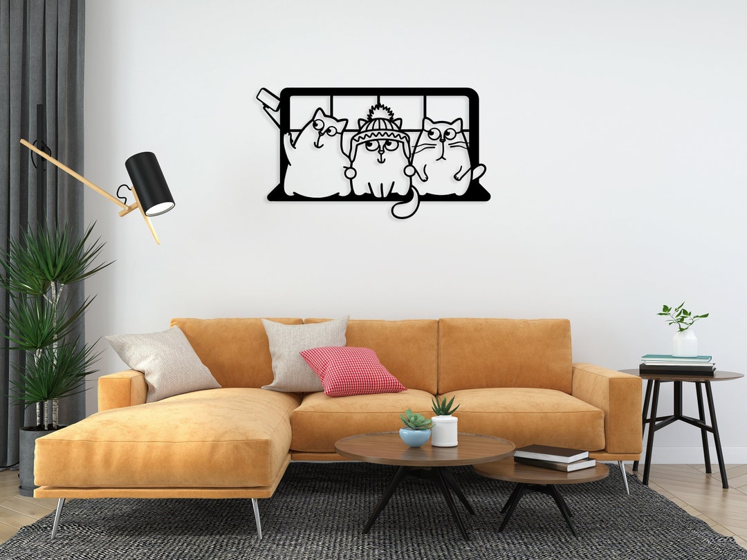 Metal Home Wall Art Decor, Large Selfie Cats Wall Art Decor, Gifts for ...