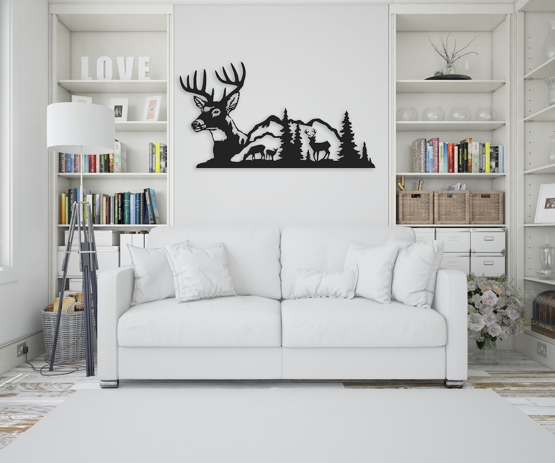 Metal Animal Wall Art Large Deer Metal Wall Decor Wall Art Etsy