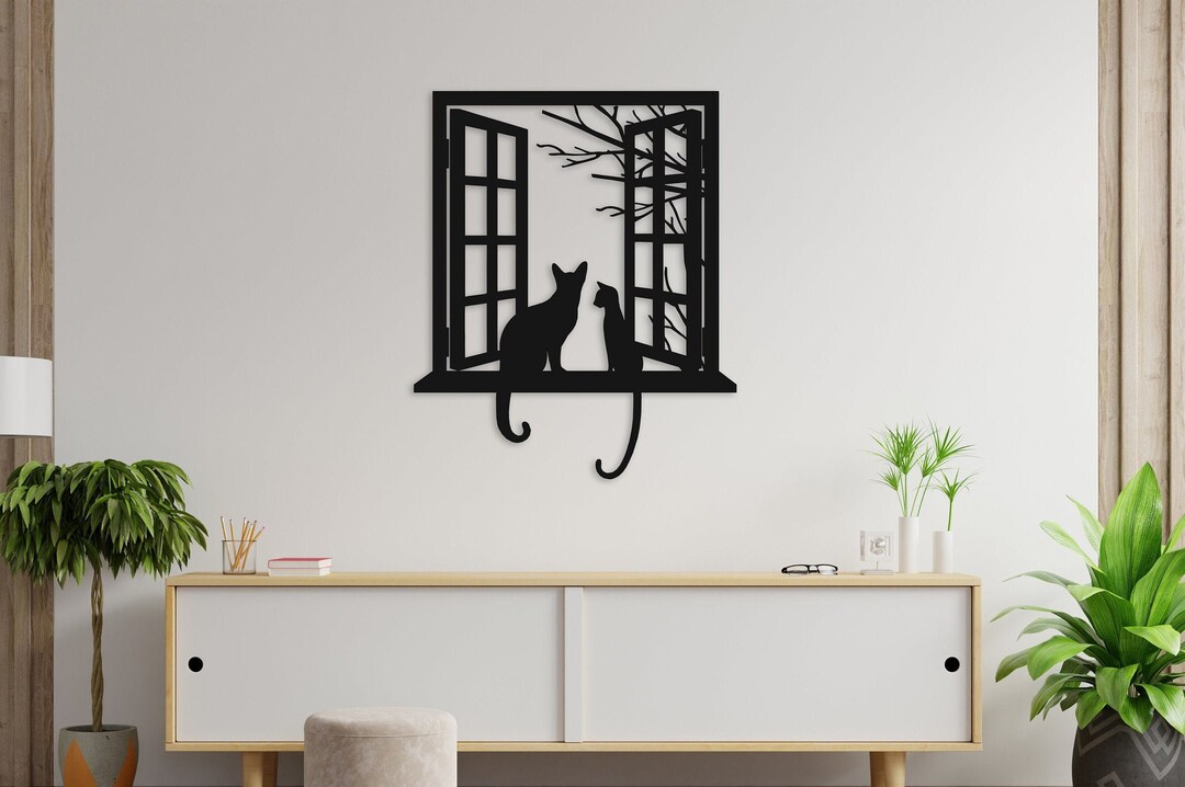 Black Cat Wall Decor, Large Metal Cat Wall Art, Animal 3d Metal Wall ...