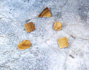 Wood Lapel Pin, Wooden Hat Pin, Stick  Scarf Pin