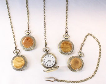 Unique Handmade Wood Jewelry, Wood Pocket Watch,