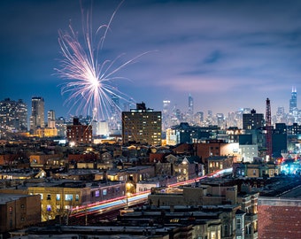 New Years 2021 Chicago Skyline - Urban Decor Wall Art