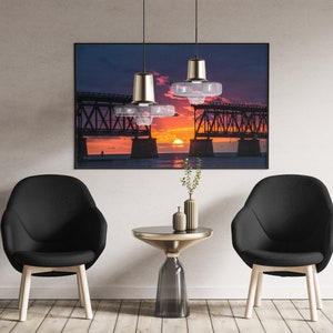 Sunset at Bahia Honda Bridge, Florida Keys Photography Wall Art image 2