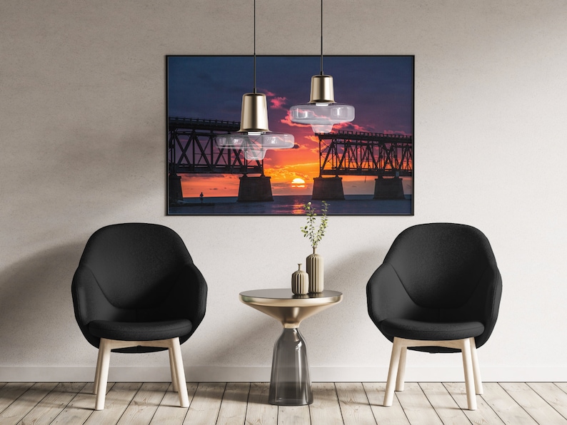 Sunset at Bahia Honda Bridge, Florida Keys Photography Wall Art image 2