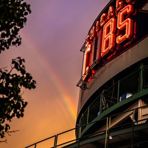 Wrigley Field Photography, Rainbow, Sunset, Pot O&#39; Gold, Baseball, Chicago, Storms Urban Decor Wall Art