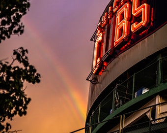 Wrigley Field Photography, Rainbow, Sunset, Pot O' Gold, Baseball, Chicago, Storms Urban Decor Wall Art