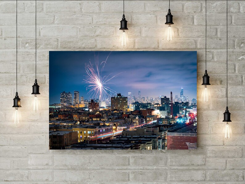 New Years 2021 Chicago Skyline Urban Decor Wall Art Etsy UK