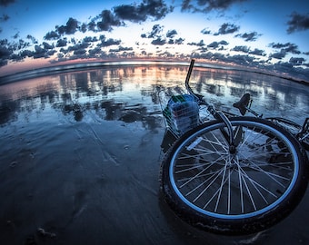 Beach Cruiser Sunrise Photography, Bicycle, Tybee Island, Georgia, Coast, Landscape Wall Art