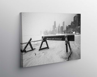 Chicago Parks District Winter Storm Photography Urban Decor Wall Art