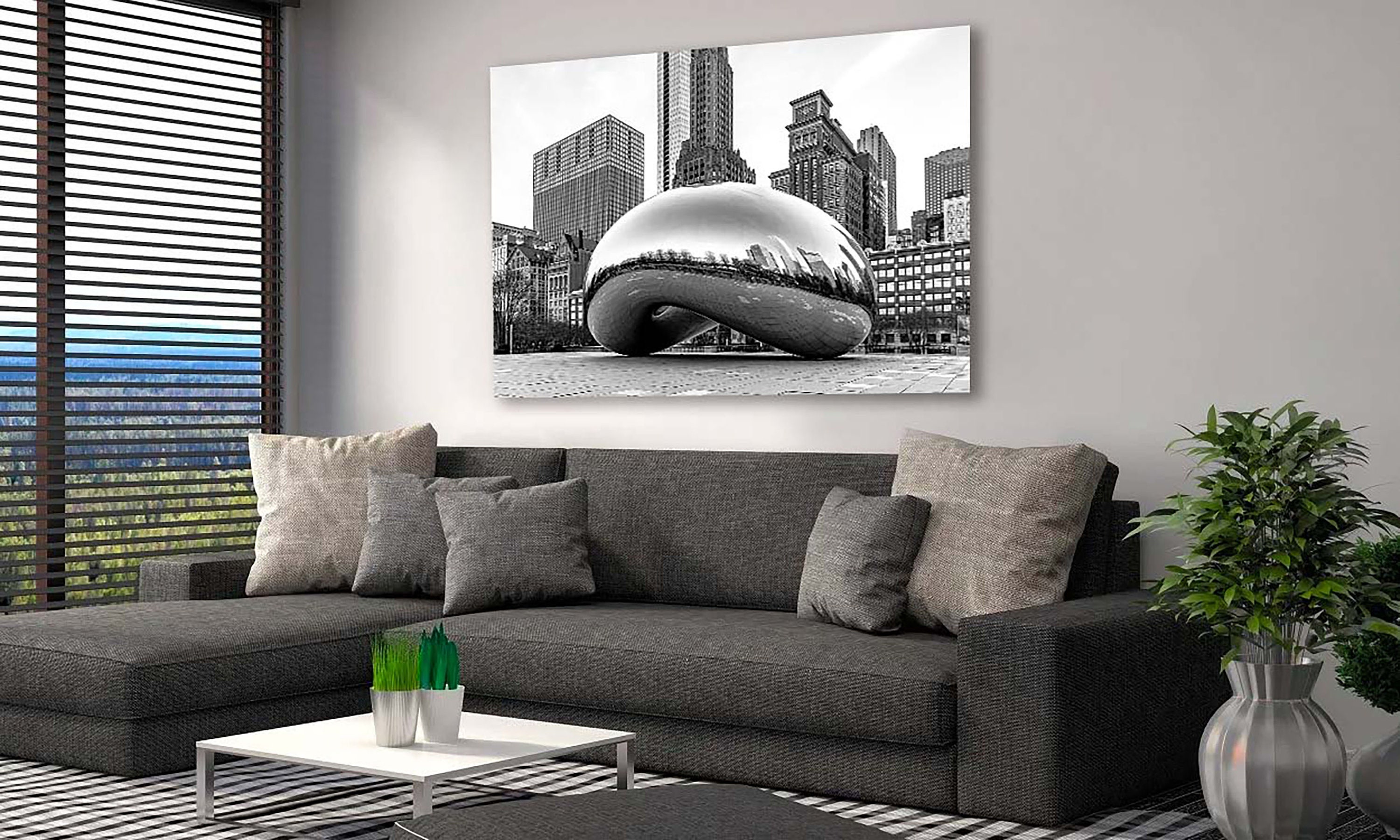 The Bean Millennium Park Chicago Cloud Gate Urban Decor Wall Art Etsy