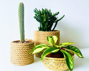Handmade Planters, Jute Baskets in 6cm/10cm | Boho Style | Indoor Planters
