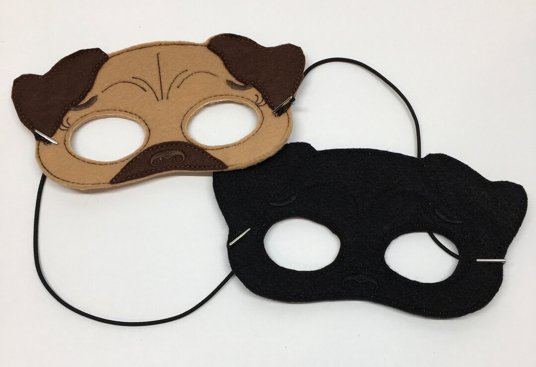Pug Dog Dress Up/pretend Play Mask Brown or Black Costume Halloween