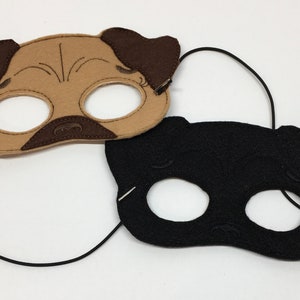Pug Dog Dress Up/Pretend Play Mask Brown or Black Costume Halloween Birthday Party Favors Felt Mask