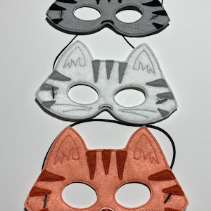 Tabby Cat/Kitty Orange or Grey Dress Up/Pretend Play Mask Halloween Costume Birthday Party Favors Felt Mask