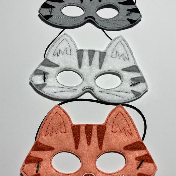 Tabby Cat/Kitty Orange or Grey Dress Up/Pretend Play Mask Halloween Costume Birthday Party Favors Felt Mask