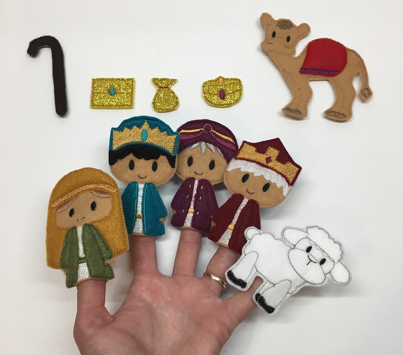 Nativity Finger Puppet Set With Carrying Pouch Quiet Play Busy Etsy