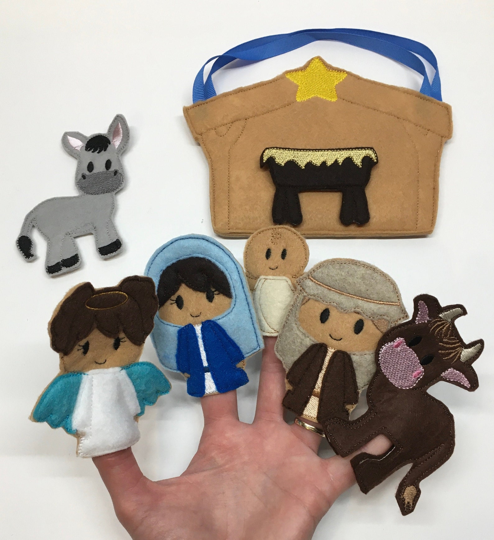 Nativity Finger Puppet Set with Carrying Pouch Quiet Play Busy Etsy