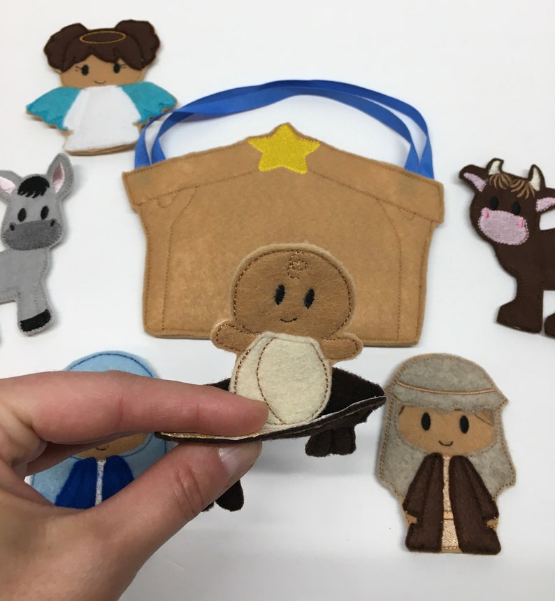 Nativity Finger Puppet Set With Carrying Pouch Quiet Play Busy Etsy
