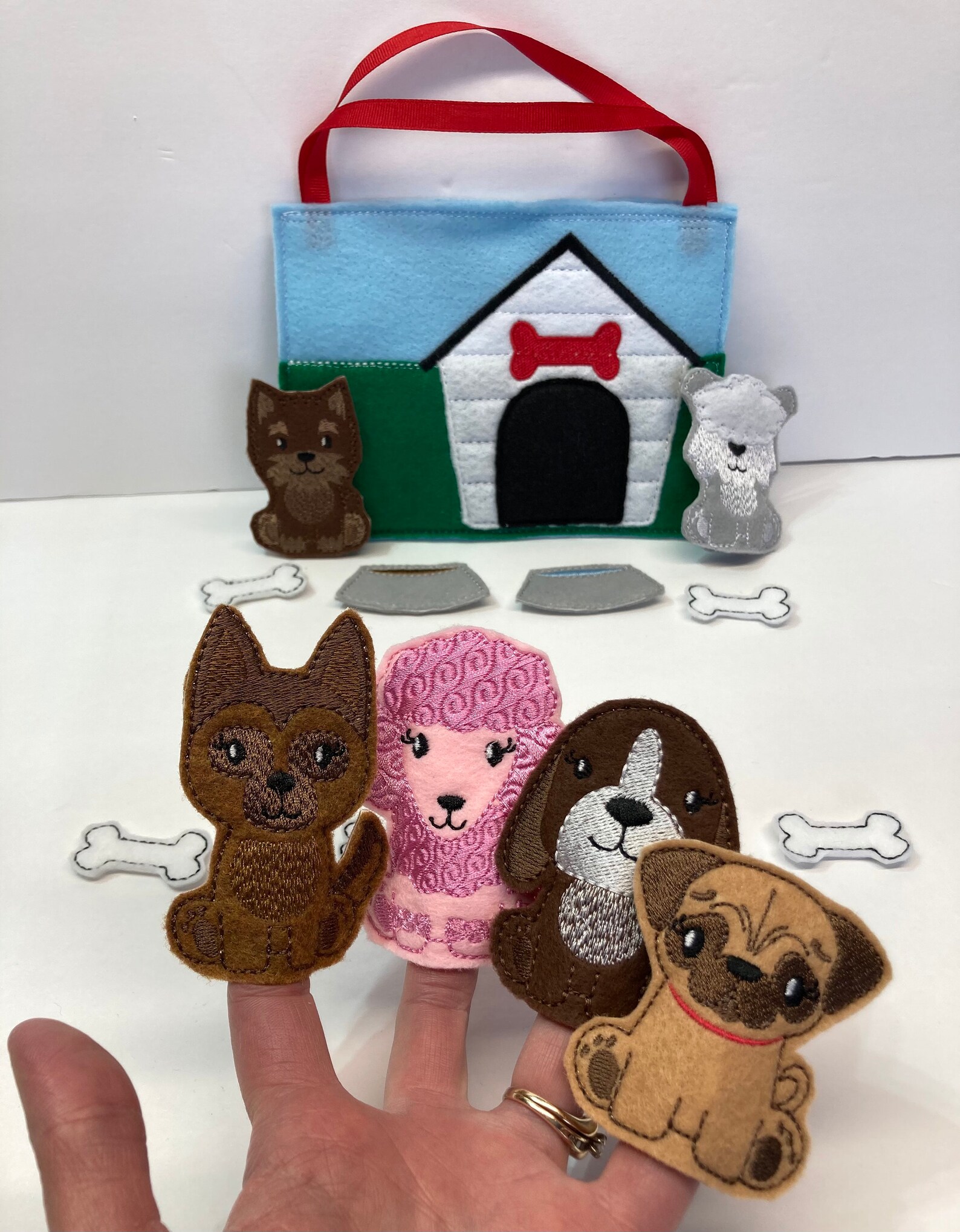 Dog Finger Puppet Set Etsy
