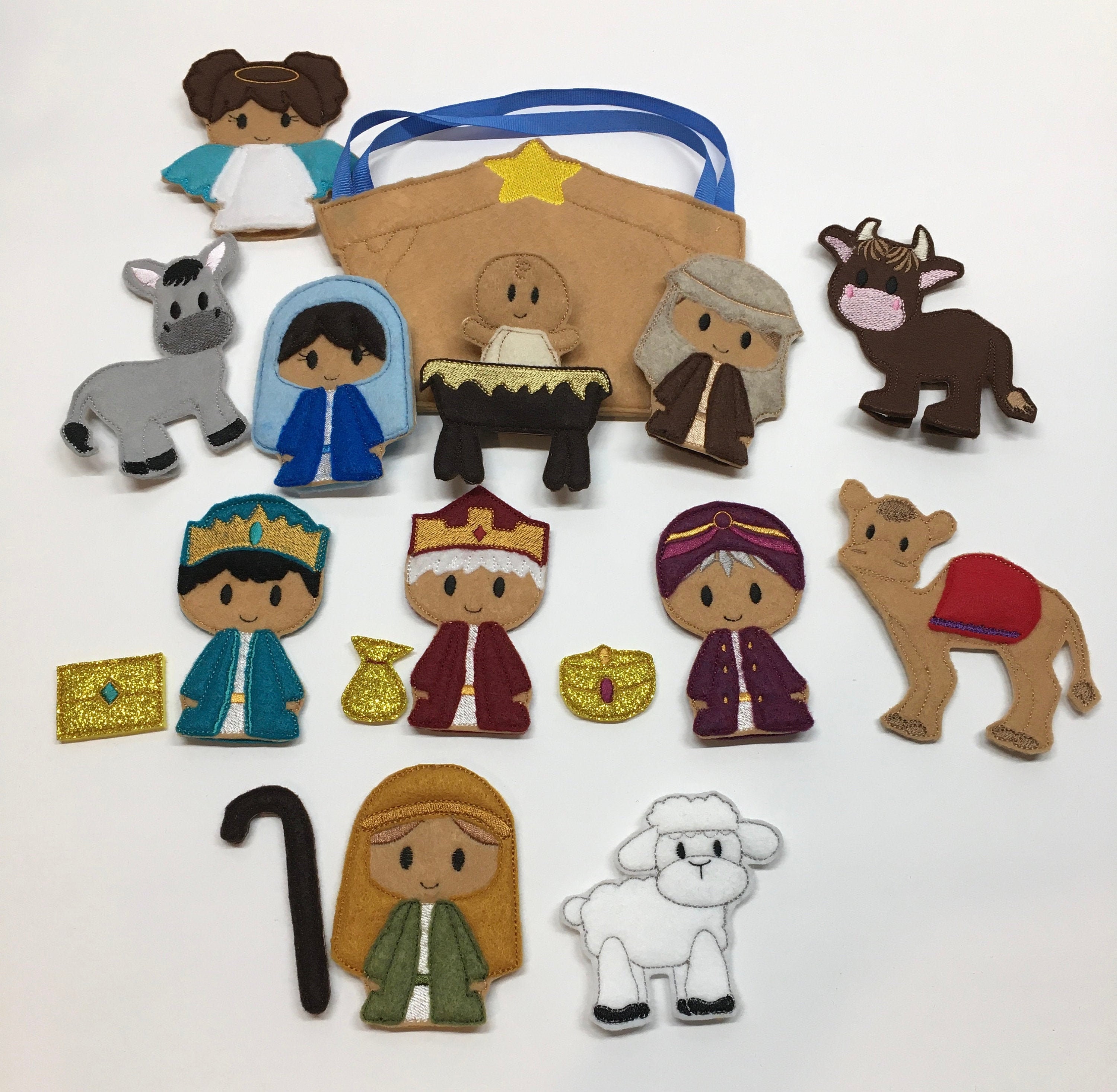 Nativity Finger Puppet Set with Carrying Pouch Quiet Play Busy Etsy