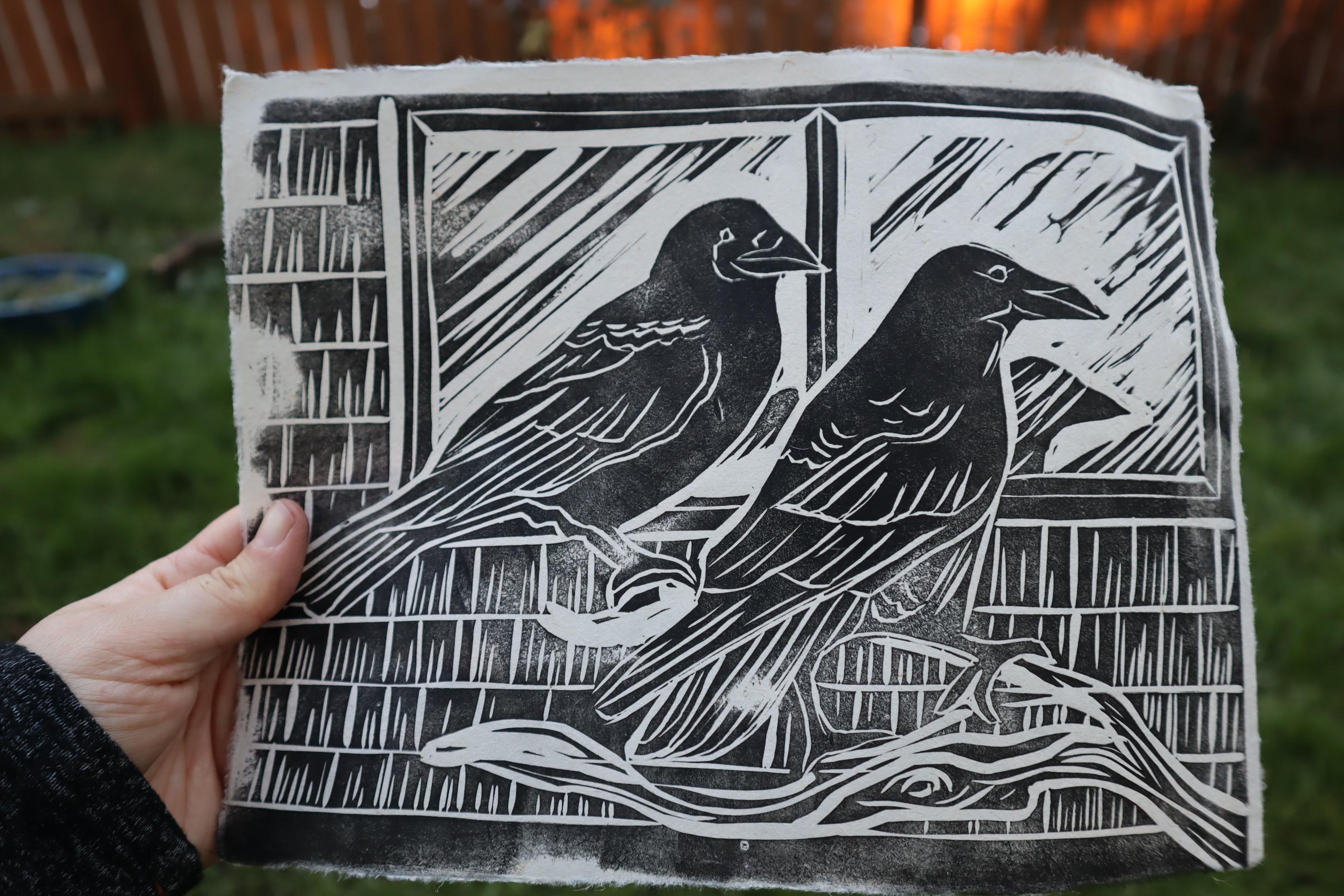 Ravens at the Window on Handmade Paper - Etsy