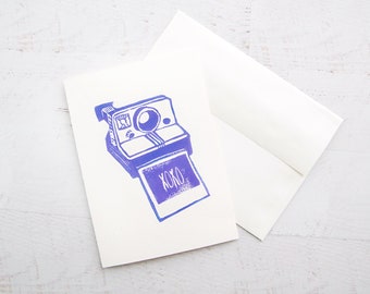 Polaroid Linocut Card