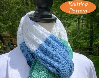 KNITTING PATTERN - Sowing Seeds - easy knit wrap color block rectangular shawl scarf