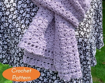 CROCHET PATTERN - Tatsu - Easy Crochet Rectangular Shawl Scarf Wrap Weekend Project Polyvalent Casual Dressy