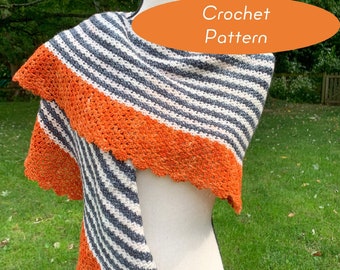 CROCHET pattern - Cheval Crescent Wrap scarf shawl lace picot meditative easy dressy casual